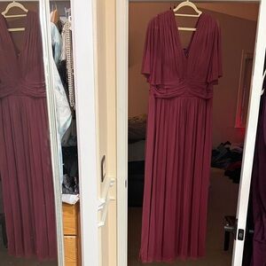 Elegant burgundy bridesmaid dress or evening dress